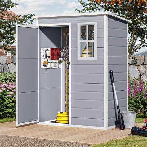 Uforic Resin Outdoor Storage Shed, 5x3 FT with Floor All-Weather Resin ...