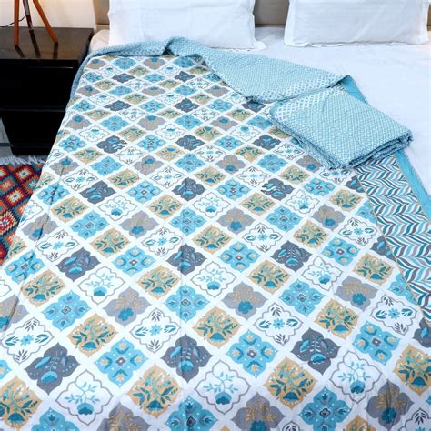 Jaipuri Dohar Blanket (Set of 2) | 100% Mulmul Cotton | Block Print ...