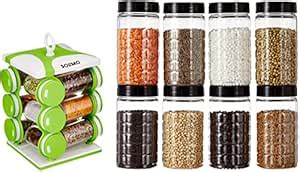 Buy Amazon Brand - Solimo Revolving Plastic Spice Rack set (12 pieces ...