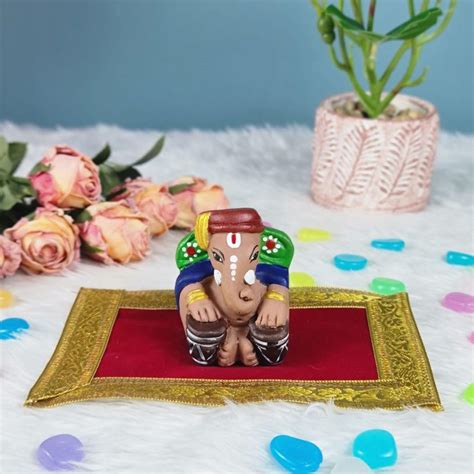 Buy SATYAM KRAFT 1 Pc Terracota Shree Ganesh ji with Dholak and Aashan ...