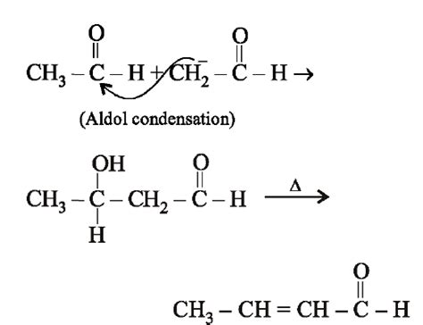 In the reaction sequence 2 CH3CHO xrightarrowOH- A xrightarrowΔ B the ...