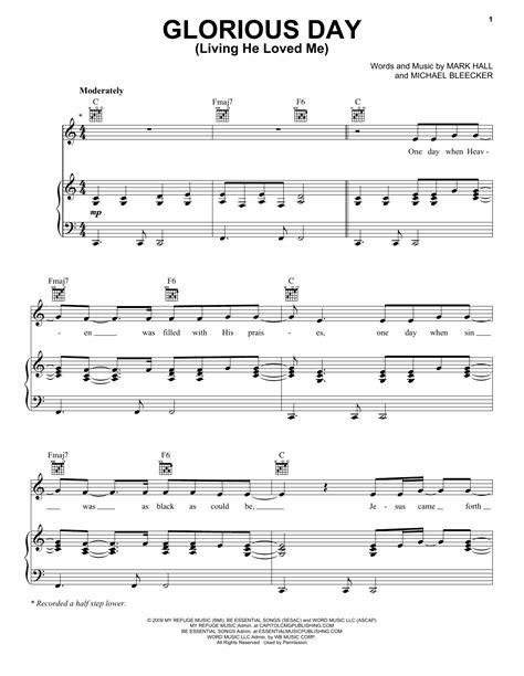 Glorious Day (Living He Loved Me) by Casting Crowns Sheet Music for ...