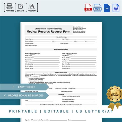 Image result for Medical Records Request Form