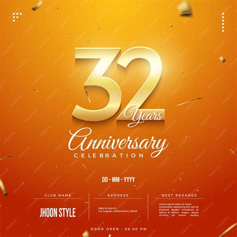 32nd anniversary celebration with bright color concept. | Premium Vector