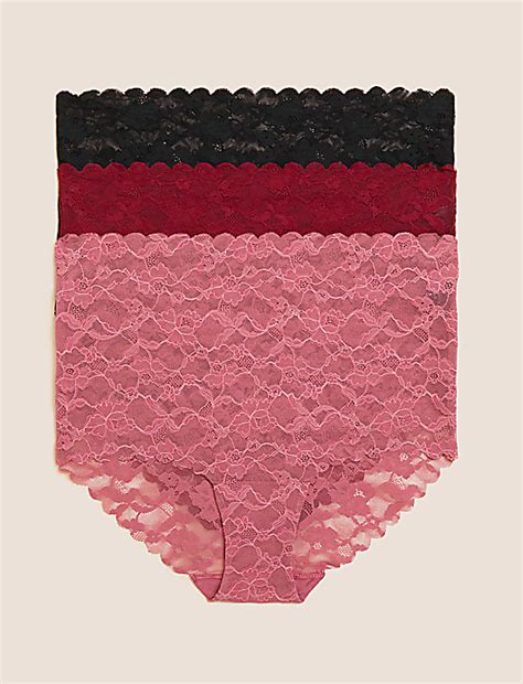 Buy 3pk Freecut Lace Full Briefs at Marks & Spencer
