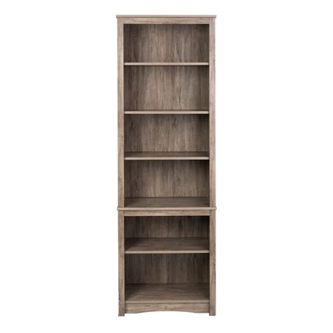 Prepac HomeOffice Drifted Gray 6-Shelf Bookcase (26.25-in W x 80-in H x ...