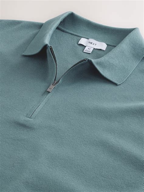 Buy Blue Quarter Zip Relaxed Fit Premium Mid Weight Short Sleeve Knit ...