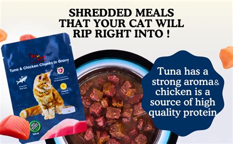 Pet en Care Wet Cat Food, Pure Tuna & Chicken Chunks in Gravy, Pack of ...