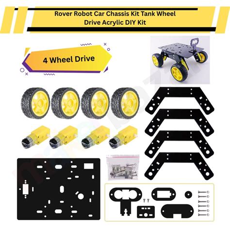 Buy 4 & 6 Wheel Drive Robotics Chassis – DIY Robot Car Base Kit (Black)