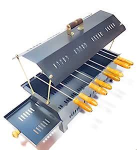 Rahs Iron Charcoal Grill (8 Skewers, Matte Black) : Amazon.in: Home ...