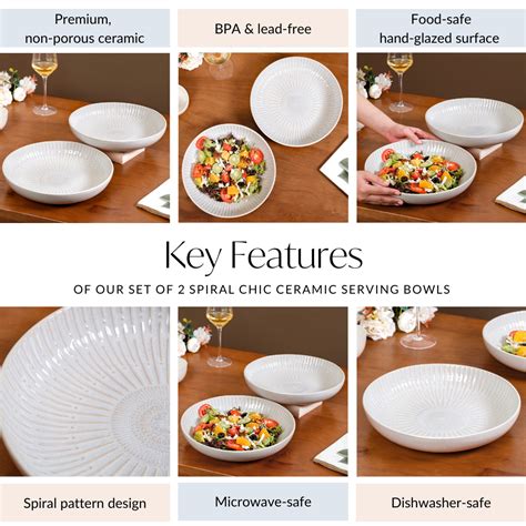 Set Of 2 Spiral Chic Ceramic Serving Bowls 1800ml Online - Premium ...
