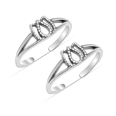 Buy 925 Sterling Silver Antique Adjustable Lotus Floral Toe Ring for Women