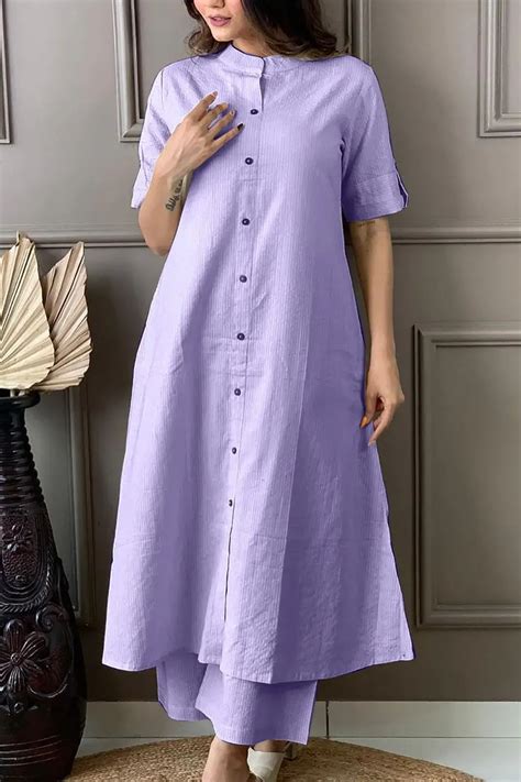 Purple Cotton Katha Work Palazzo Co-ord Set – Kvinna