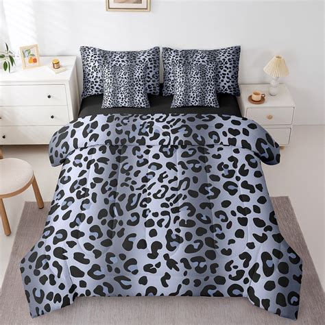 Erosebridal Grey Leopard Print Bed in a Bag Queen size, Gradient ...