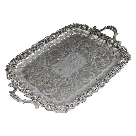 William IV period antique silver serving tray For Sale at 1stDibs