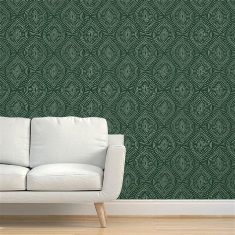 Buy Bohemian Ogee Grasscloth Wallpaper - Jeweled Forest by Scarlet ...