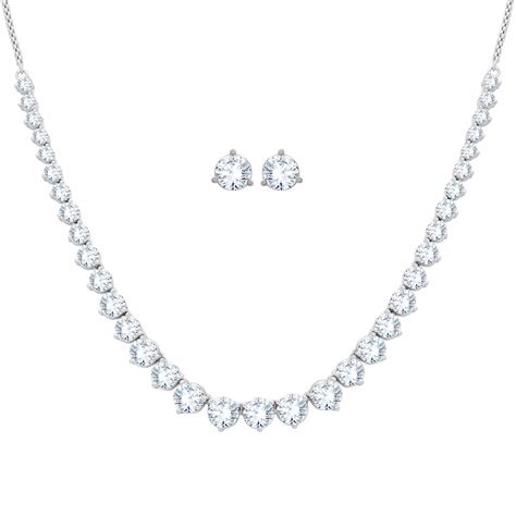 Buy Izaara 92.5 Sterling Silver Choker American Diamond Necklace Sets ...
