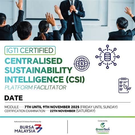 IGTI CERTIFIED CSI PLATFORM FACILITATOR PROGRAM, Online event, Kuala ...