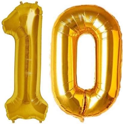 Flipkart.com | Fun Affairs Solid Numeric Number 10 Foil Balloon for ...