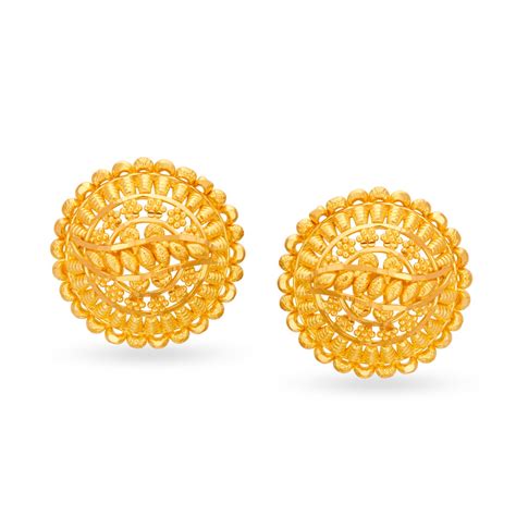 Royal Traditional Gold Round Stud Earrings