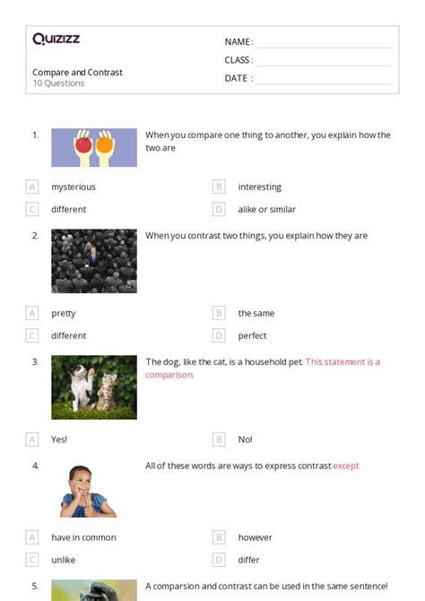 50+ Comparing and Contrasting in Nonfiction worksheets for 1st Class on ...
