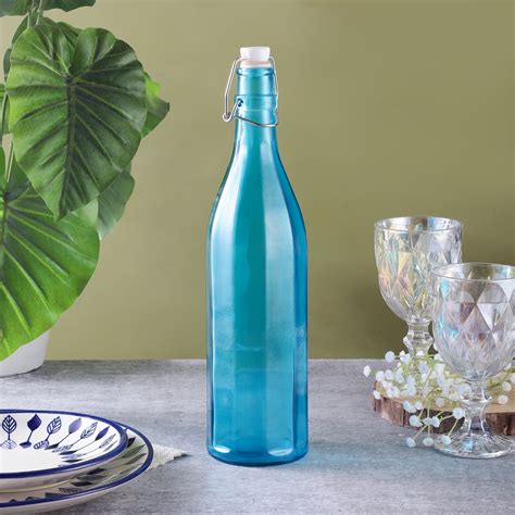 Tinted Glass Fliptop Bottle- Blue – The Decor Mart