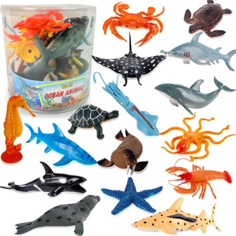 Liberty Imports Bucket of Ocean Sea Animals Toys - 16 PCS Large ...