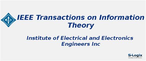 IEEE Transactions on Information Theory - Impact Factor | S-Logix