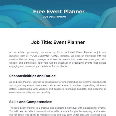 Event Planners Job Description at Sherman Aragon blog