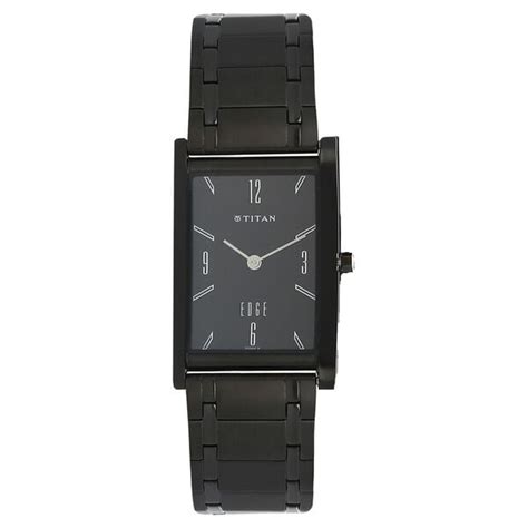 Buy Online Titan Edge Slim Stainless Steel Strap Black Dial Analog ...