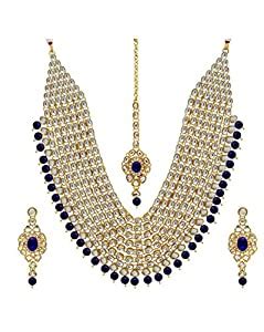Buy Peora Kundan Pearl Maroon Layered Long Jewellery Necklace Set with ...