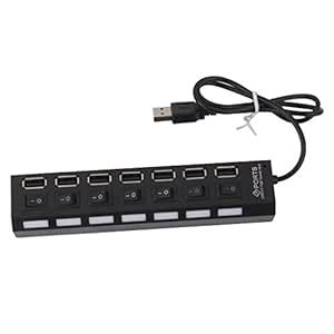 Rare 7 Ports USB 2.0 High Speed Hub Splitter Cable w/On/Off Switch for ...