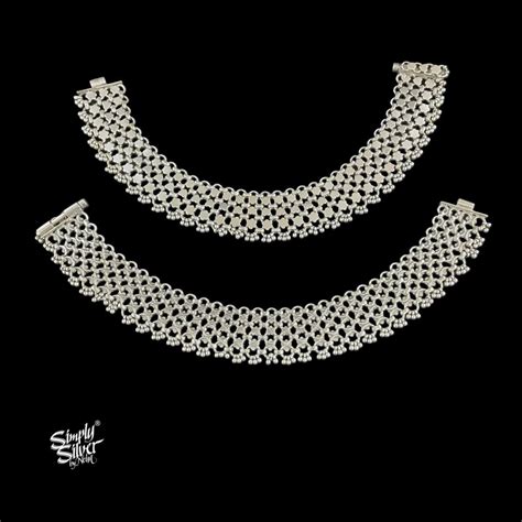 Silver Statement Jaali Flower Anklet Pair - MH5466 – Simply Silver