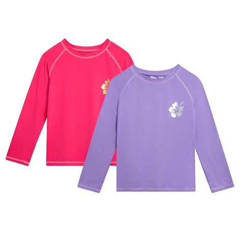Real Love Girls' Rash Guard - 2-Pack Quick Dry Long Sleeve Swim Shirts ...