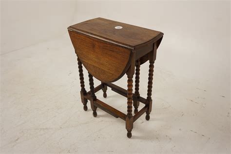 Vintage Oak Gateleg Table, Drop Leaf Table, Bobbin Legs, Scotland 1930 ...