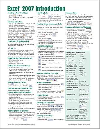 Buy Microsoft Excel 2007 Introduction Quick Reference Guide (Cheat ...