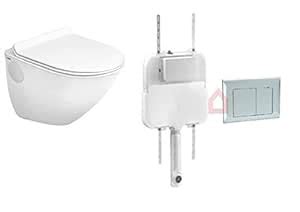 Zoyo Cera Bell Ceramic Water Closet Wall Mounted with Soft Seat Cover ...