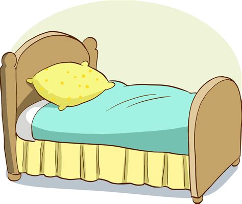 Download Children bed covered with green bedding, flat vector ...