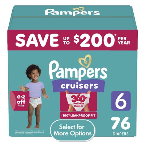 Pampers Cruisers 360 Pull-On Diapers, Size 6 (35+ lbs), 76 Count ...