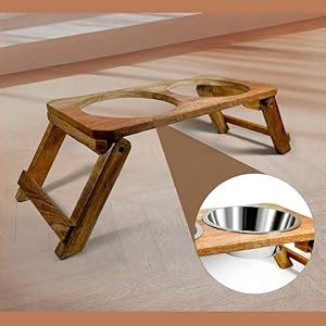 NAAZ_ HOME BARGAINS Wooden Dog Food Stand Bowl With Large Size ...