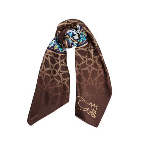 Green Tomb Satin Silk Scarf Model 03 | Ipekevi