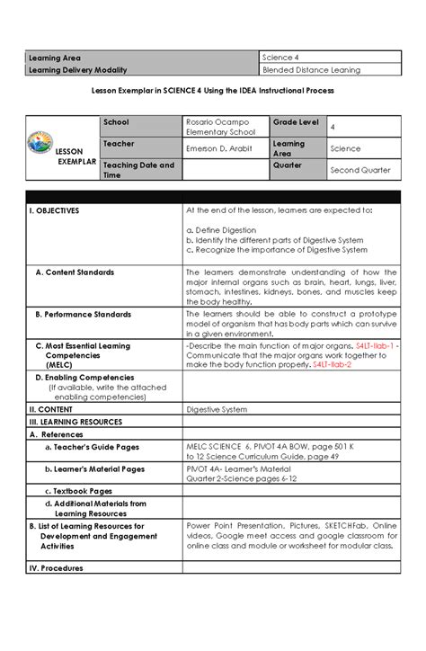 Image result for Lesson Exemplar Sample