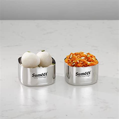 Sumeet Heavy Gauge Stainless Steel Square Bowl/Wati/Katori with Mirror ...