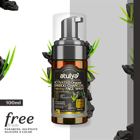 Organic Bamboo Charcoal Foaming Face Wash for men and women – atulya