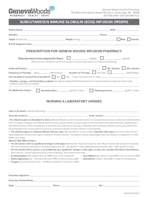 Fillable Online SUBCUTANEOUS IMMUNE GLOBULIN (SCIG) INFUSION ... Fax ...