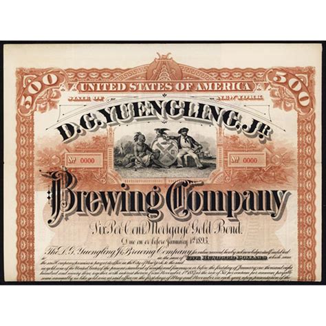 D.G.Yuengling, Jr. Brewing Co. Specimen Bond.