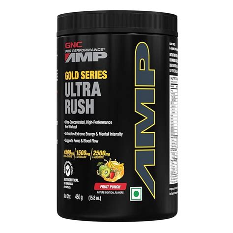 GNC AMP Gold Series Ultra Rush Pre-Workout | 450 gm | 30 Servings ...