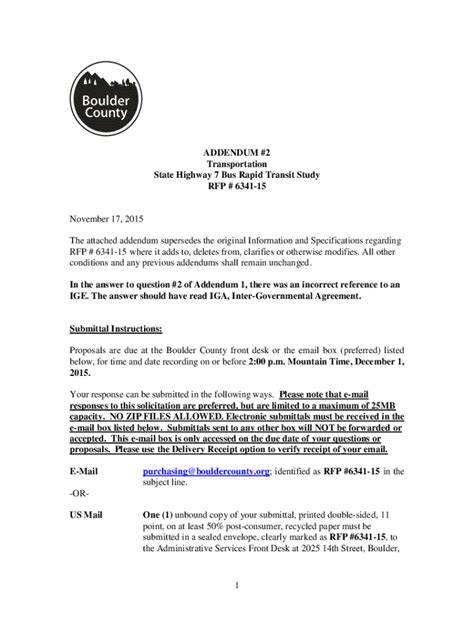 Fillable Online Transportation State Highway 7 Bus Rapid Transit Study ...