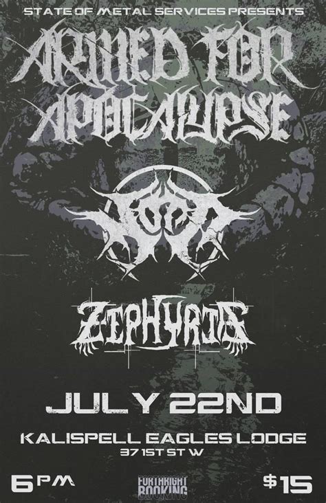 Armed For Apocalypse, Nott & Zephyria at The Eagles, Kalispell Eagles ...