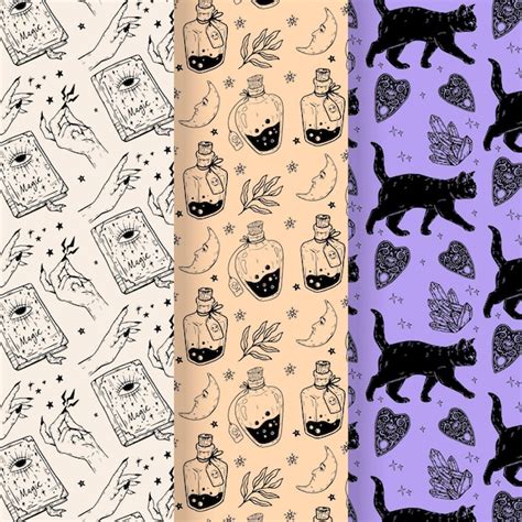 Hand drawn halloween paterns | Free Vector